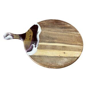Lynn & Liana Cheese/Charcuterie Board 12” Purple & White Dripped Handmade Resin